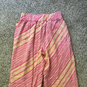 Elevenses Anthropologie pink & yellow striped wide-leg pants size M thumbnail 5
