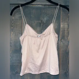 Elegant Cream‎ Satin Ruched Camisole Top with Spaghetti Straps Evening Party D24 thumbnail 2