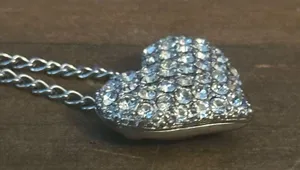 Silver tone paved rhinestone heart pendant necklace thumbnail 5
