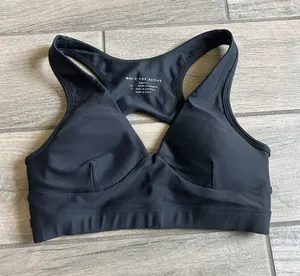 White Fox Boutique Black Racerback Padded Sports Bra thumbnail 1
