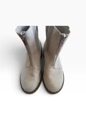 Torrid Women's Tan Suede Ankle Boots - Front Zip Lug Chelsea thumbnail 8