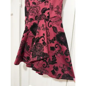 Forever 21 Burgundy Burnout velvet Flocked Floral V-Neck Draped Skort Romper M thumbnail 7