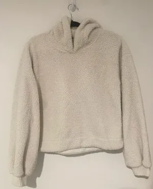 Abercrombie & Fitch Women’s White Sherpa Hoodie Sweatshirt - Size Medium thumbnail 1