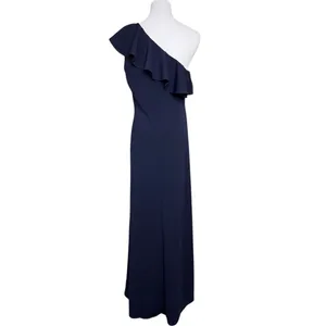 Lulu's Forever Ruffle One Shoulder‎ Trumpet Dress Navy XL Sexy Cruise Date Night thumbnail 6