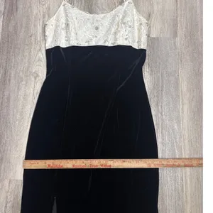 Vintage Jessica McClintock Gunne Sax Black‎ Velvet Ivory Sequin Dress Size 9/10 thumbnail 8