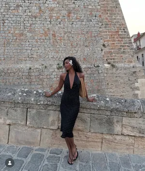 Zara Black Polka Dot Halter Midi Dress thumbnail 12
