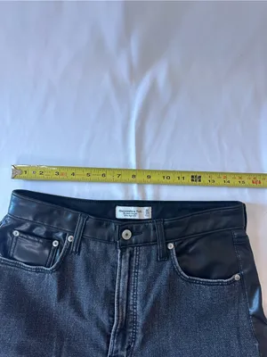 Abercrombie & Fitch Black Straight-Leg Jeans with Faux-Leather Panels thumbnail 2