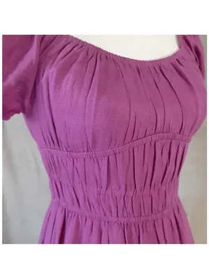 Sim & Sam Midi Linen Blend Milkmaid Peasant Midi Dress - Size Medium thumbnail 9