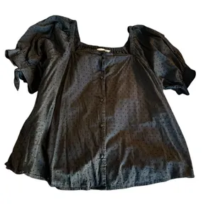 LC Lauren Conrad Black Puff Sleeve Blouse thumbnail 1
