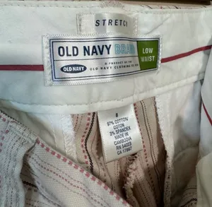 CLEARANCE! Cream/Pink Old Navy Striped Low Waist Pants Size 8 EUC thumbnail 5