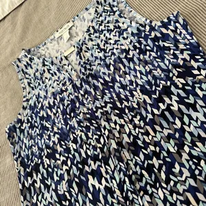 White House Black Market Blue Size S Geometric Tank Top Sleeveless Shirt WHBM thumbnail 8
