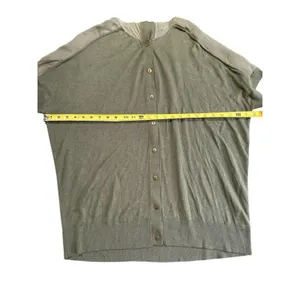 Anthropologie Women's Olive Green Shae Silk & Cashmere Shirt Small Buttons Sweater SS Comfy thumbnail 5
