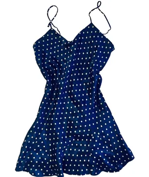 Satin Polka Dot Nightgown Blue thumbnail 1