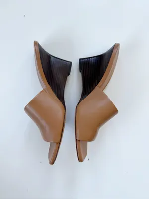 VINCE Pia Leather Wedge Sandals - Tan Size 9 thumbnail 5