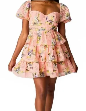 Buddy Love NWT Natural Conner Short Lace Mini Dress in Coral - size Medium thumbnail 1