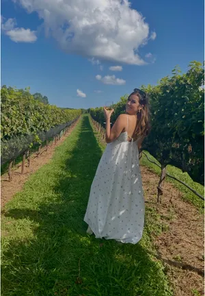 Flowy White Floral Print Dress thumbnail 2