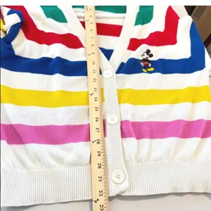 Disney Cardigan Women L White Striped Knit Mickey‎ Mouse Disney 100 Anniversary thumbnail 6