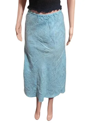 Pulp elastic waist blue flower print linen pull-on skirt M thumbnail 2