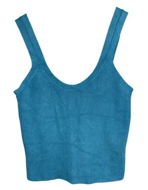 Abercrombie & Fitch Blue Ribbed Knit Sleeveless Cami Tank Top Women Size Medium thumbnail 1