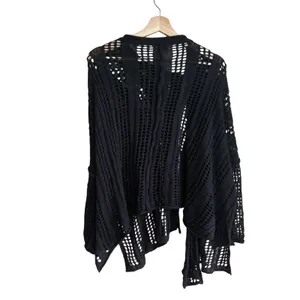 POL boho black knit‎ asymetric cardigan women's size small gothcore steampunk thumbnail 5