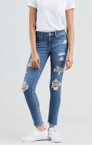 Levi's 711 Skinny Distressed Ankle Jeans Size 28 Light Blue Holes Frayed thumbnail 1