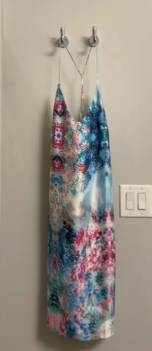 Satin Watercolor Midi Dress Size M thumbnail 4