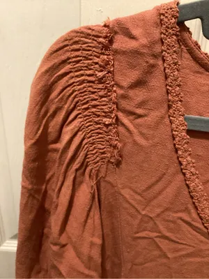 Umgee Rust Smocked V-Neck Mini Dress thumbnail 3