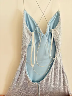 Windsor Prom Dress Sequin Silver Blue thumbnail 4