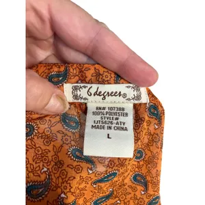 Six Degrees Orange Boho Blouse Womens Size L Size L thumbnail 5