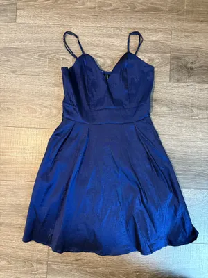 Lulus Metallic Blue Mini Dress thumbnail 1