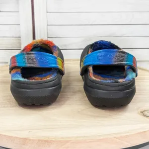 Crocs Classic Tie‎ Dye Faux Fur Lined Slip On Clogs Black Multi Womens Size 6 thumbnail 6