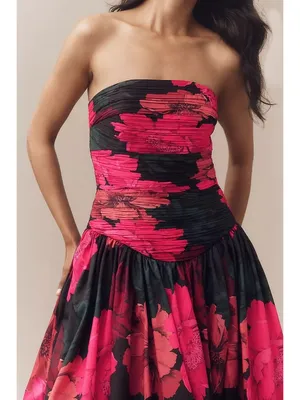 Hutch Georgina Strapless Ruched Drop-Waist Maxi Dress Multicolor Womens Size 2 thumbnail 5