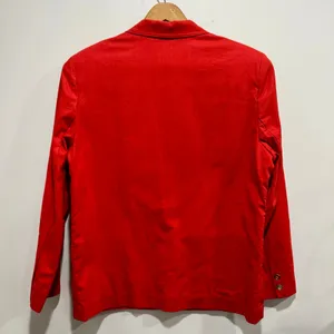 Vintage Red Nautical Crest Blazer Gold Buttons Ramie Cotton Women’s M thumbnail 5