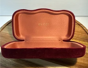 Gucci Burgundy Velvet Hardshell Sunglasses CASE ONLY Satin Lined Designer thumbnail 1