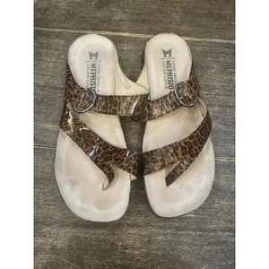 Mephisto Helen Leopard Leather Comfort Sandals Size 41 US 11 Slides‎ Strappy thumbnail 2
