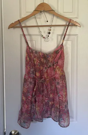 American Rag Retro Y2K Pink Floral Tunic thumbnail 3