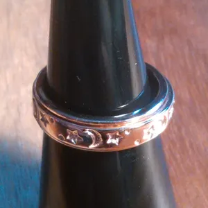 Moon And Star Vermeil Rose Gold over Sterling Silver Spinner Ring (Size 5) thumbnail 5