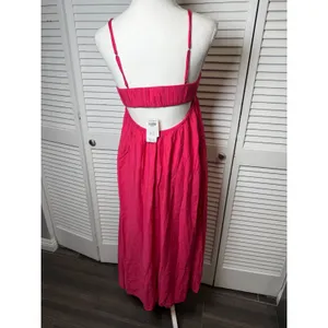 Abercrombie & Fitch Pink Babydoll Crinkle Textured Maxi Dress w/ Pockets Medium thumbnail 7