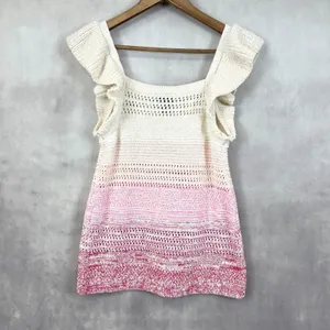 Scoop Womens‎ Sweater Tank Size Small Open Knit Ruffle Bohemian Feminine Cottage thumbnail 5
