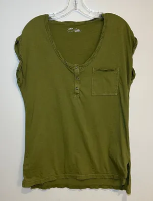 aerie t-shirt short cap sleeve tee henley scoop neck olive green size‎ XS thumbnail 1