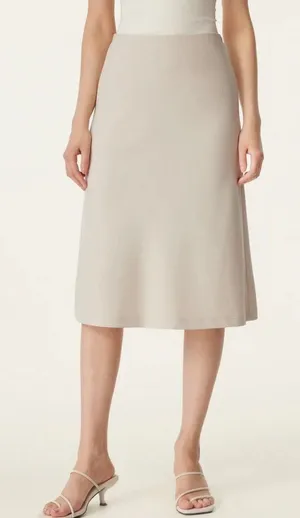 OGL Womens Beige Neutral High Waist Elastic A-Line Midi Skirt Size S thumbnail 1