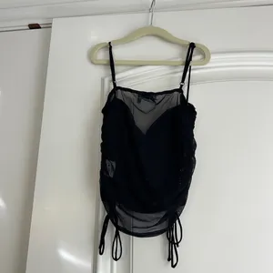 Princess Polly black mesh top thumbnail 4