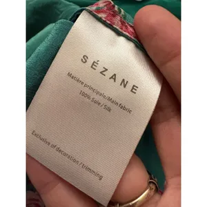 Sézane Elisa Pajama Top Silk Green Floral Button Down Size 36 Small thumbnail 6