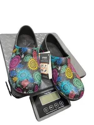 Crocs Work Dual Comfort wms paisley multicolored slip on clogs sz 6W SKU 10-124 thumbnail 13