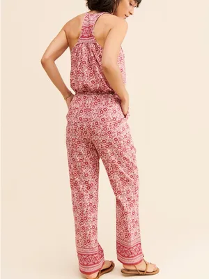 Faherty Adella Floral Jumpsuit Pink Organic Cotton Size Medium NWOT thumbnail 4