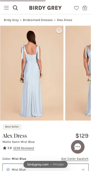 Birdy Grey Alex Bridesmaid Dress Matte Satin Mist Blue thumbnail 2