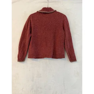 Woolrich Cardigan Sweater Womens Medium Red Wool Blend Button Front Collared thumbnail 6