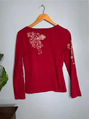 Harley-Davidson Women's Vintage Red Long-Sleeve Scoop Neck Top Size Small thumbnail 6