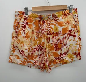 C&C California Womens Orange Tropical Linen Shorts Size L‎ Beach Vaca Summer thumbnail 1