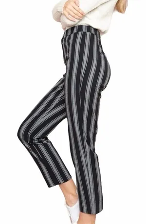 Brandy Melville High Rise Black White Stripe Pants Ankle Cropped S M thumbnail 1